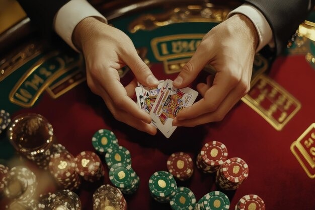 Casino Hold'em table layout showing dealer position and community card area